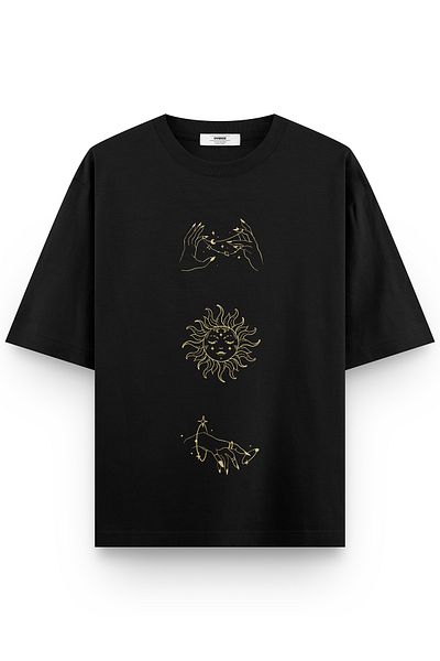 Overoz Μαύρο μπλουζάκι Oversize Minimal Drawing Printed Oversize Unisex Tshirt 1371