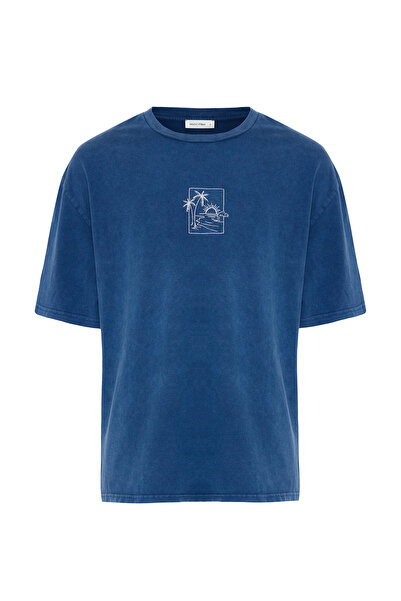 Mudo NAKIŞLI OVERSIZE BİSİKLET YAKA T-SHIRT