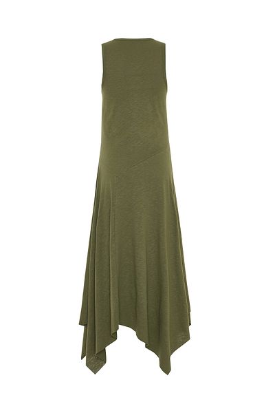 Mudo Asymmetric Cut Out Sleeveless Flare Midi Dress