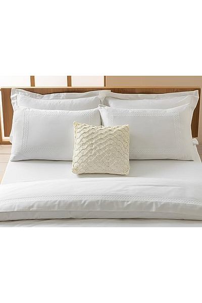 STOREMAX Modello Cotton Satin Embroidered King Size Duvet Cover Set 240X260 cm White