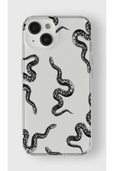 moonset Iphone 13 Mini Uyumlu Yılan Tasarımlı Baskılı Şeffaf Telefon Kılıfı
