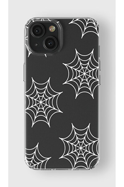 moonset Iphone 13 Uyumlu Örümcek Ağ Tasarımlı Baskılı Şeffaf Telefon Kılıfı