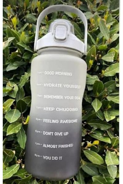 LUXE Liter Transparent Water Bottle with Straw, Motivating Water Bottle with Time Marks and Stickers (S