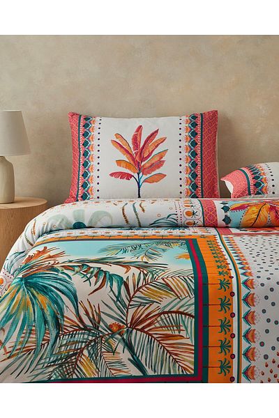 STOREMAX Ezg Home Palmy Patchwork Single Duvet Cover Set Orange – Beige Ezsnshop 1065757