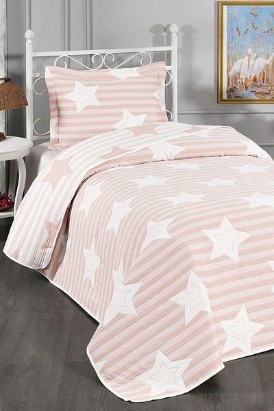 LUXE Star Patterned Cotton Single Bedspread Set (Pike Set) 2 Pieces |   Child Young