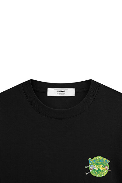 Overoz Back Printed Semi Oversized Black T-Shirt 1378