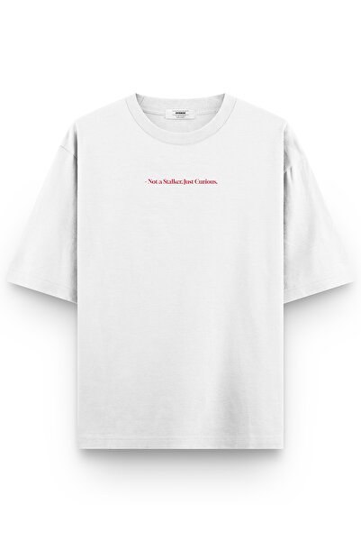 Overoz White Oversize Distant Surreal Back Printed Oversize Letter Unisex T-Shirt 1348