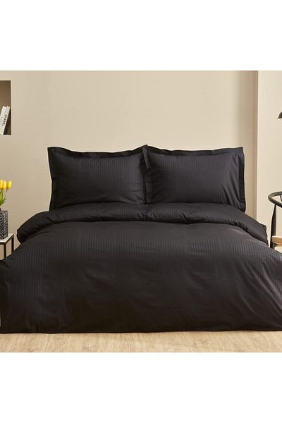 STOREMAX Ezg Home Uniq 100% Cotton Double Satin Duvet Cover Set Black Ezsnshop 1065757