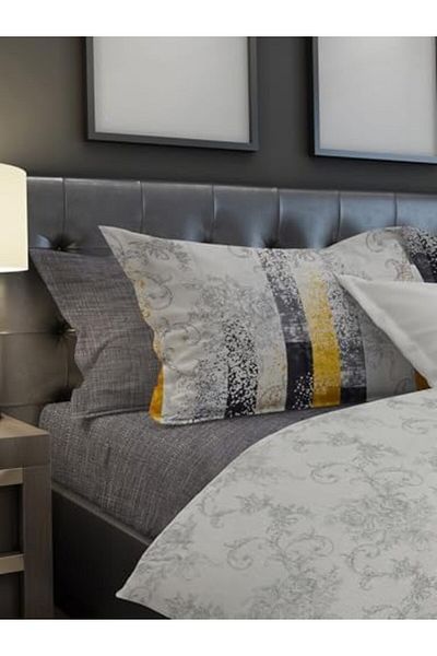 STOREMAX Ezg Cotton Double Duvet Cover Set with Elastic Sheets - Yellow Ezsnshop 1065757