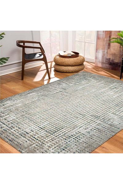 STOREMAX Srt Dizayn Devon Patterned Cotton Based Washable Non-Slip Antibacterial Living Room Carpet 80X150