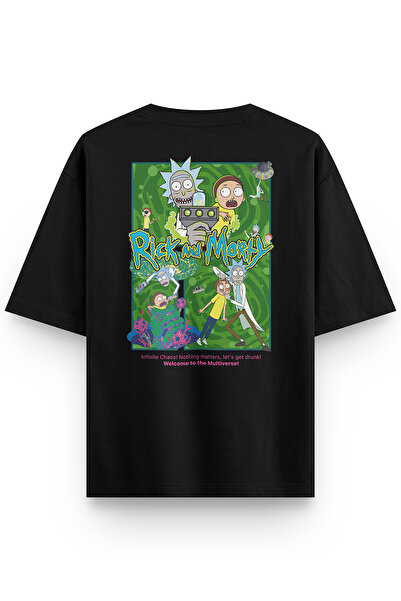 Overoz Back Printed Semi Oversized Black T-Shirt 1378