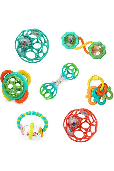 STOREMAX Ezg Starts Pacifiers and Shakers 7 Pcs Gift Set - Bpa Free Baby Rattles