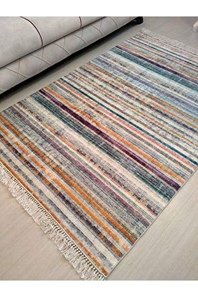 STOREMAX Muartshop Base Decorative Printed Carpet Rug Gray Vibrant Colors Mixed 80X200 871301