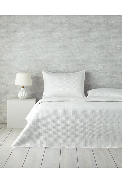LUXE Home Sisilla Satin Double Bedspread Set Ecru Lxshp 1055529