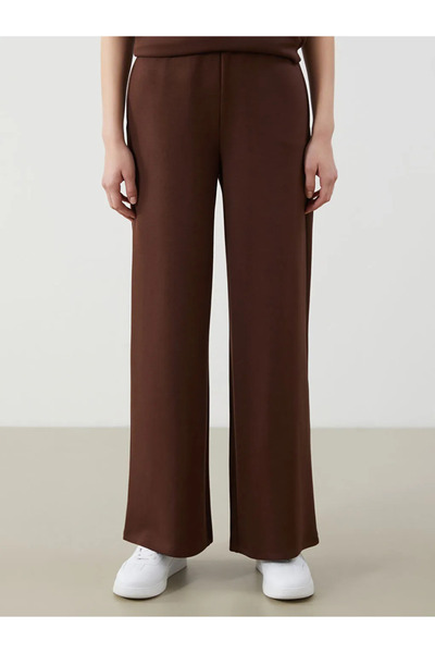 LC Waikiki LCW Modest Kahverengi Beli Lastikli Geniş Paça Kadın Eşofman Altı