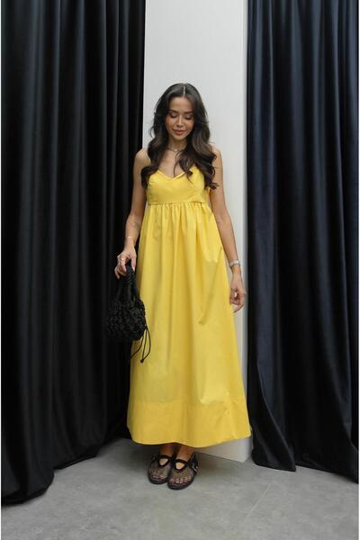 Havoş Yellow Feige Strappy Poplin Dress