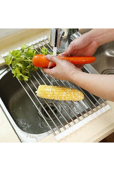 STOREMAX Ezg Sink Top Folding Trivet Stainless Steel Practical Vegetable Fruit Dish Drying Strainer Ezsn