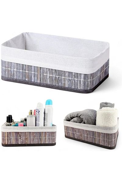LUXE Bamboo Multi-Purpose Storage Box Organizer Medium Size Organizer, Decorative Bamboo Organizer Gr
