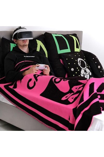 STOREMAX Ezg Neon Gamer Knitted Blanket 130 X 170 Cm, Comfortable Blanket Made of Soft Acrylic Yarn