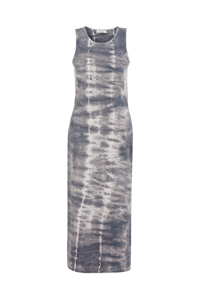 Mudo BASKILI KOLSUZ MİDİ ELBİSE