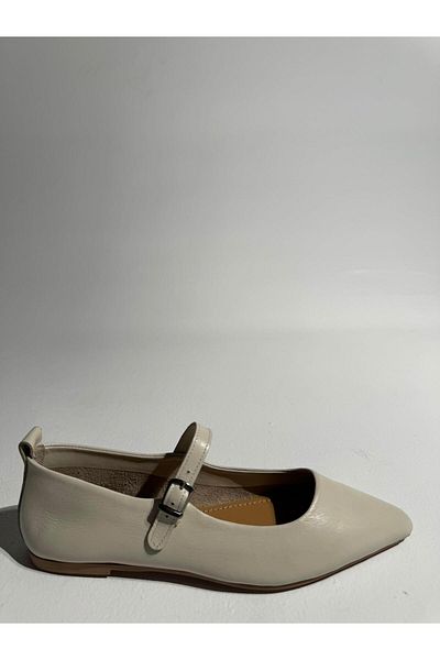 Eataly Shoes Balerini moi din piele Katie Beige cu vârf ascuțit
