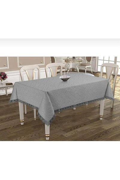 STOREMAX Lacy Stain-Repellent Worry-Free Fabric Tablecloth Gray 160 X 220