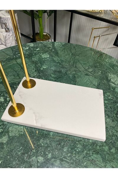 7SEPCOLLECTİON Marble Quartz 2-Piece Pedestal Metal Bathroom Hand Towel Holder Paper Disassembled