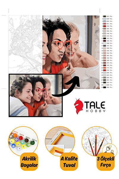Talehobby Kişiye Özel Hediye Sayılarla Boyama Seti Tuvale Gerili 40x50cm Boyalar Ve Fırçalar Dahil