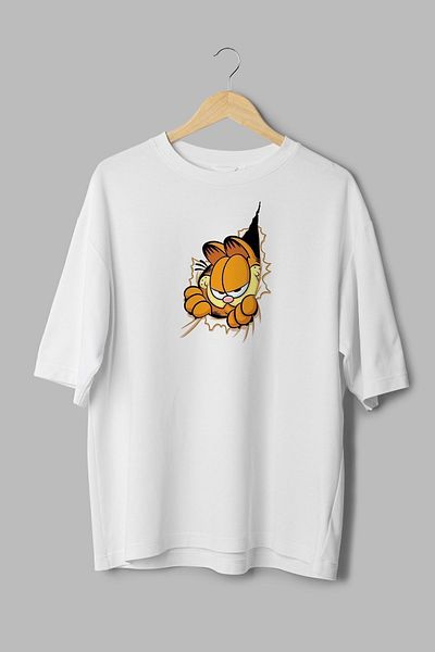 Overoz Μπλουζάκι Garfield Printed Cat Semi Oversize 1139