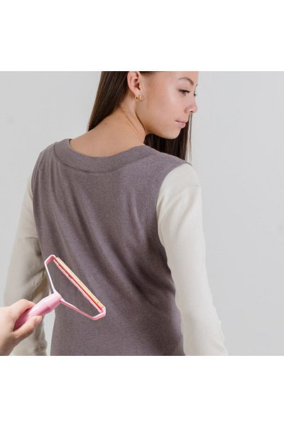 Mu Art Ahşap Mrt Double-Sided Clothes Sweater Plastic Fabric Lint and Lint Remover Collector Portable