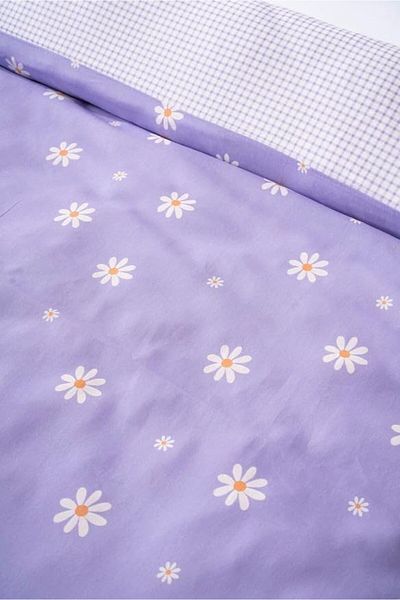 LUXE Purple Daisy Cotton Double Duvet Cover Set Lxshp 1055529