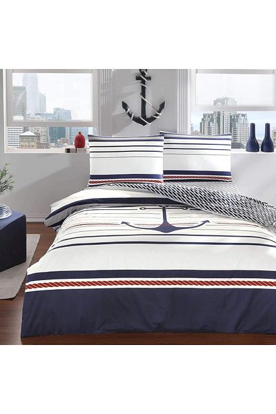 STOREMAX Ezg Harbor Ranforce Marine Patterned 100% Cotton Duvet Cover Set, Navy Blue, Double Ezsnshop 106