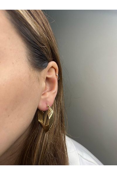 Glowy&Co. Vortex Gold Color Hoops Gold Color Tarnish Free Steel Earrings