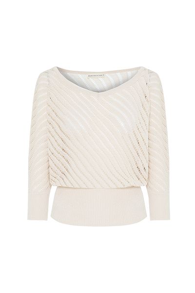 Mudo Loose Fit Boat Neck Openwork Knitwear Sweater
