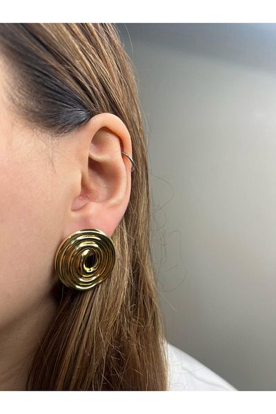 Glowy&Co. Spiral Muse Gold Color Tarnish Steel Earrings