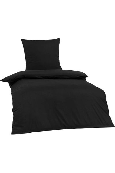 LUXE Single Cotton Duvet Cover Set Black Lxshp 1055529