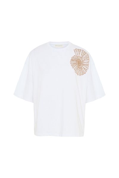 Mudo Loose Fit Crew Neck T-Shirt with Embroidered