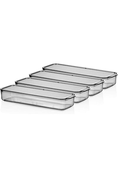 LUXE Ahmet Mina Organizer Plastic Shelf, 4 X 750 ml with Transparent Smoked Lid, Smoked Lxshp 1055529