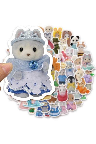 Choice 55pcs 55/110/165pcs Calico Critters Family Cartoon Cute Handheld Notebook Skateboarding Luggage Deco