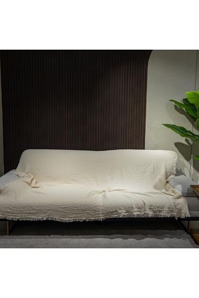 Mu Art Ahşap Cotton 4 Layer Double Sided Muslin Sofa Cover (200 X 200 cm) (Ecru) Art 871301
