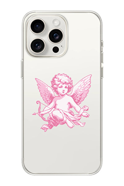 moonset Iphone 16 Pro Uyumlu Melek Tasarımlı Baskılı Şeffaf Telefon Kılıfı