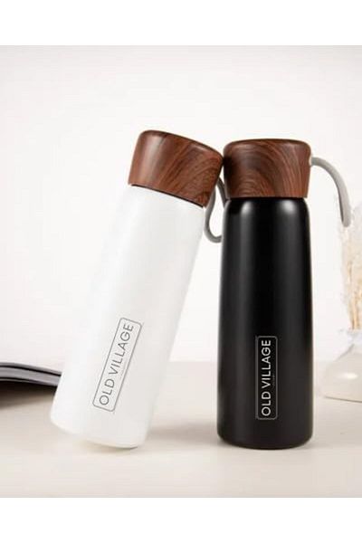 STOREMAX Ezg Village Concept Stainless Steel 400 ml Wood Pattern Vacuum Travel Thermos with Lid, Water Bottle
