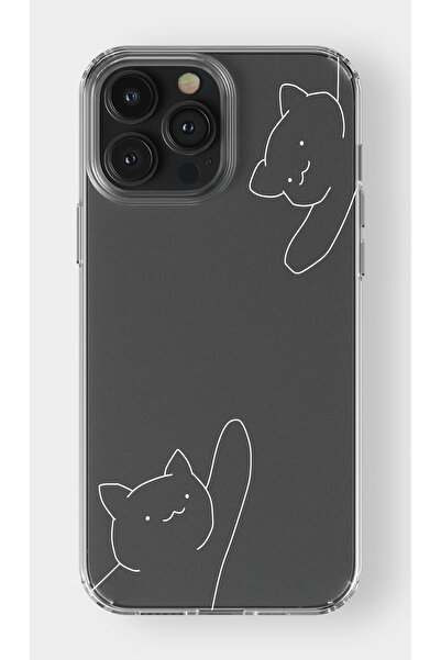 moonset Iphone 15 Pro Max Uyumlu Kediler Tasarımlı Baskılı Şeffaf Telefon Kılıfı
