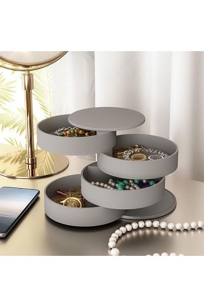 Mu Art Ahşap Amber Jewelry Jewellery Accessory Organizer Organizer (Grey)