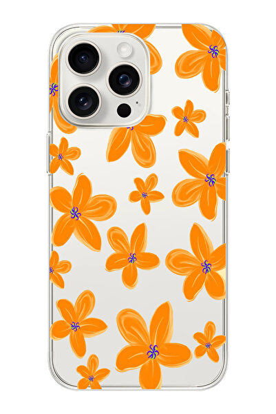 moonset Iphone 13 Pro Uyumlu Çiçek Tasarımlı Baskılı Şeffaf Telefon Kılıfı