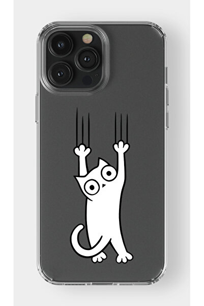 moonset Iphone 16 Pro Uyumlu Kedi Tasarımlı Baskılı Şeffaf Telefon Kılıfı