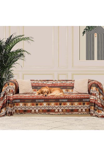 Mu Art Ahşap Mrt Concept Softmicro Boho Ethnic Pattern Microfiber Sofa Cover and Throw, Non-Slip Soil180X220