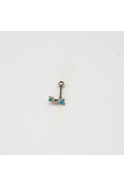 Piercing by Sever Green Transparent Blue Stone Surgical Steel Piercing… Silver/Silver Color (Targus Helix Conch Flat)