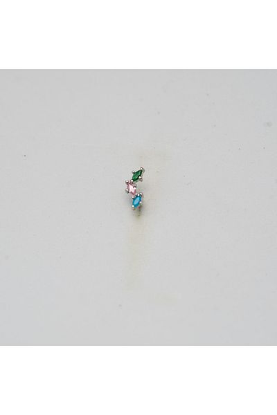 Piercing by Sever Green Transparent Blue Stone Surgical Steel Piercing… Silver/Silver Color (Targus Helix Conch Flat)