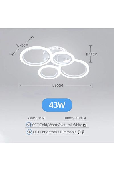 IRALAN 4 Lights Modern Led Chandelier Home Lighting Ring Ceiling Mount Chandelier Living Room Bedroom Light